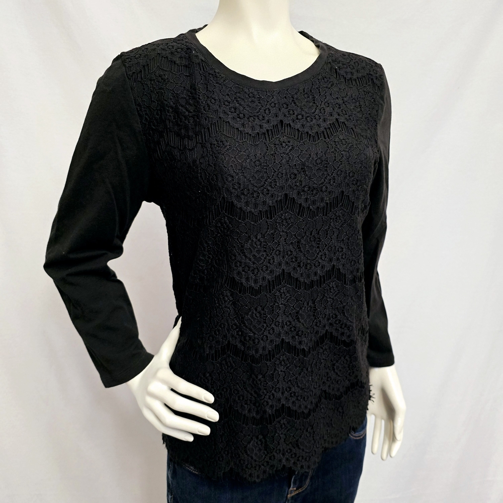 J. Crew Black Blouse with Ruffled Style and Long Sleeves